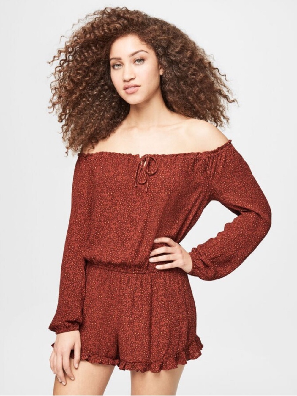 Aeropostale Long Sleeve Off The Shoulder Boho Romper Size Small New With Tags